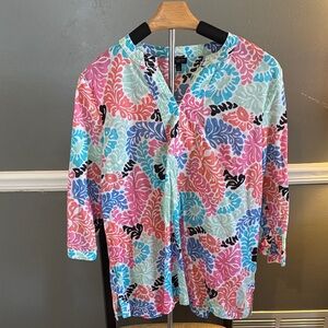 Talbots Multicolor Leaf Print Blouse
